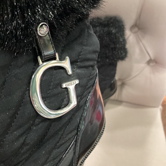 GUESS Black Faux Fur Boots. Size 6. - Picture 3 of 6